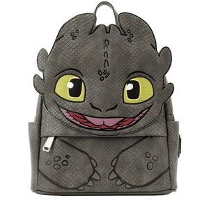 Toothless and How to Train Your Dragon Gray Backpack with Yellow Eyes Loungefly